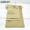 50pcs / lot Vintage Naturel Toile De Jute Jute Cadeau Sacs Bonbons Sacs Faveur De Mariage Pochette Cordon Bijoux Emballage Bag1226H