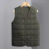 Men's Vests Men Winter Blue Duck Down Vest Large Size Striped Boys Sleeveless Jacket Oversize 4xl Lightweight Button Up Waistcoat Outerwear