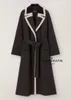 Women Wool Coats Cashmere Loro Piana Long Sleeved Long Coat with Belt White Black Green