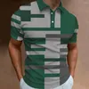 Hommes Polos D'été Polo Gradient Ligne À Manches Courtes T-shirt Casual Quotidien Revers Tops T-shirts De Mode Rayé T Pour Homme Vêtements