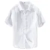 Casual overhemden voor heren Mode Zomer Dagelijkse stijl Zuiver linnen Eenvoudig en veelzijdig Korte mouw Effen kleur voor heren 230726