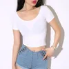 T-shirt da donna T-shirt Y2K estiva moda coreana T-shirt donna manica corta Crop Top T-shirt skinny sexy da donna Femme Abiti con scollo a V solido