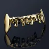 Gold Husces Punk Hip Hop Multicolor Diamond Custom Bottom Teeth Grillz Dental Mouth Fang Grillar Tooth Cap Vampire Rapper247L