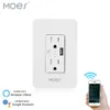 Smart Power Plugs Smart Wall Socket с USB 2 Plug Outlets Работайте с Alexa Home No Hub, требуемое Smart Life/Tuya App Remote Control HKD230727