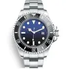 Relógio masculino D-Blue 44MM Moldura de cerâmica profunda SEA-Dweller Safira Cystal Aço inoxidável 316L Glide Lock Fecho Mecânico automático me221k