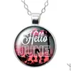 Hanger Kettingen 12 Maand Seizoen Foto's Hello May Ronde Ketting 25Mm Glas Cabochon Sier Vergulde Sieraden Vrouwen Verjaardagscadeau 50Cm D Dhhvg