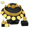 Ensembles de bijoux de mariage Ensembles de bijoux plaqués Dubaï de luxe Femmes africaines Bijoux indiens de mariage Pièce éthiopienne Grand collier Boucles d'oreilles Bracelets Bagues Ensemble 230727