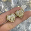 NUOVO semplice e classico oro argento a forma di cuore amore orecchini a bottone orecchini designer per gli amanti donna uomo coppia moda orecchino gioielli regalo con scatola CGUE6 --27