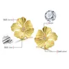 Stud Lotus Fun Real 925 Sterling Silver Natural Zircon Elegant Big Peony Flower Earrings for Women 18K Gold Statement smycken 230726