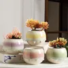 Rack Stile nordico Flow Glaze Vaso di fiori in ceramica Piante di cactus succulente Fioriera multicolore Decorazione del giardino di casa Piccolo vaso di piante succulente