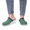 Diy custom shoes slippers mens womens black green checkered pattern sneakers trainers 36-48