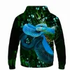 Moletom Masculino 2023 Moda Casual Azul Serpente Venenosa Padrão Impresso Moletom Com Capuz Novidade Animal 3D Estilo Harajuku