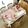 Table Cloth Europe Lotus Tablecloth Green Tropical Plant 3D Flowers Pattern Cloth Wedding Decoration Party Table Cover R230726