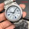 Baguette de luxe de haute qualité 69 cadran bleu teinté rouge lunette petit diamant 40mm813 montre étanche en acier automatique