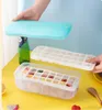 Ice Cream Tools Press Type Silicone Square Mold 2 Layer Cube Trays Lid Box Creative Tool Maker Kitchen Accessories 230726