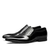 Elbise ayakkabıları gerçek patent deri erkekler elbise ayakkabıları moda desen kayması üzerinde kahverengi siyah lüks el yapımı gerçek deri ayakkabılar 230726