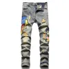 Jeans Heren Designer Paars Dames Amirs Slim Fit Denim Letterprint Broek Mode Luxe Vakantie Outdoor Streetwear Kleding Big Size Broek 415