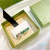 Bagues Émail Designer Bague Bijoux Emerald Green Womens Lady Lettres élégantes Electroplate