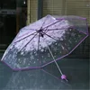 Guarda-chuva Romântico Transparente Flores Claras Cúpula de Bolha Designer Bonito Guarda-chuva Gótico para Vento Chuva Forte Feminino Guarda-chuva de Sol 230727