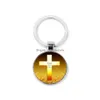 Keychains lanyards mode religiös gud med oss ​​nyckelring gyllene kors jag älskar Jesus nyckelkedja ringar för män kvinnor kristendom tro dh6tk