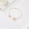 Link Bracelets Simple Metal Square Opening Bracelet For Women Charming 3-Color Rhinestone Accessories Elegant Wedding Party Jewelry