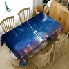 Tovaglia Blu Spazio esterno Sistema planetario Tovaglia Tovaglia Rettangolare Copri tavolo da cucina Decorazione per feste domestiche R230726