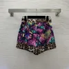 Vestido de duas peças de alta qualidade borboleta leopardo impressão conjunto sem mangas colete tshirthigh cintura fivela placket perna larga shorts 230727