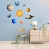 Esculturas 9 pçs/set 9 planetas sistema solar fluorescente parede vara o universo planeta galáxia crianças quarto luminoso adesivos de parede