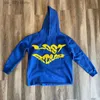 Kvinnors hoodies tröjor färgglada kvinnor bubbla broderi netto rött modemärke tröja amerikansk ins het lös bekväm huvtröja två bitar t230727