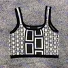 Womens Cropped T Shirt Jacquard Knitted Tanks Sexy Ladies Camisoles Clothes Two Colors