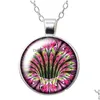 Pendentif Colliers Tourné Colorf Motifs De Fleurs Points Collier Rond 25Mm Verre Cabochon Sier Couleur Bijoux Femmes Cadeau D'anniversaire 50Cm D Dh8Xq