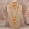 Ensembles de bijoux de mariage 24K Dubai Gold Color ensembles de bijoux pour femmes collier boucles d'oreilles gland mariée mariage africain ornement femme cadeaux anneaux 230727