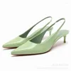 Sandały 2023 Buty Patent skórzany zielony peep na obcasie francuski w stylu mody mody cis-in ctiletto