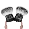 Mitaines en peau de mouton noires d'hiver gants en cuir pour femmes fourrure de lapin poignet haut gants en peau de mouton noir chaud femme gants de conduite 2018071534