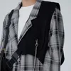 Damen Anzüge Blazer Mode Plaid Set Streetwear Weste Dünne Grafik Sinn Kette Lose Kerbe Einreiher Blazer Weste Zwei Stück 230727