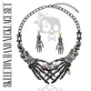 Halskette Ohrringe Set Punk Gothic Vintage Geist Klaue Skelett Schädel geformt Tropfen Frauen Schmuck Halloween Party Zubehör