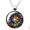 Pendentif Colliers Tourné Colorf Motifs De Fleurs Points Collier Rond 25Mm Verre Cabochon Sier Couleur Bijoux Femmes Cadeau D'anniversaire 50Cm D Dh8Xq