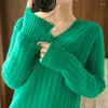 여성 스웨터 캐시미어 가을과 겨울 스웨터 v- 넥 순수 울 풀오버 플러스 크기 따뜻한 니트 바닥 아웃복