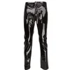 Pants Black Party Stage Performance Slim Fit Biker Faux Leather Pants Shiny Pvc Latex Trousers Fashion Motorcycle Mens Pants