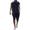 Herrespår 2023 Hip Hop Street Casual Male Set Loose Short Sleeve Men T Summer Shorts Solid Color Fashion Wear Wear