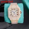 Armbandsur Luxury Custom Bling Iced Out Watches White Gold Plated Moiss Anite Diamond Watchess 5a High Quality Replication Mechanical VLZL