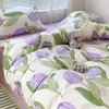 Bedding sets Floral Duvet Cover Set With Flat Bed Sheet Pillowcases Twin Full Queen Size Bed Linen Soft Boys Girls Bedding Kit 230726