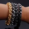 Bangle KALEN Punk Skull Bracelets Men Stainless Steel Shiny Matte Charm Link Chain Brecelets Male Gothic Jewelry 230726