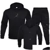 Men'S Tracksuits Sweatpants And Hoodie Set Tracksuit Men Hooded Sweatshirt Pants Plover Suit Casual Clothes Drop Delivery Apparel Me Dhbnq