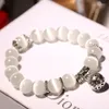 Charm Bracelets Opal Beads Women's Crystal Fashion Women Bracelet Vintage Stainless Steel Braceletes For