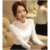 Damesblouses Overhemden Dingaozlz Elegante bodysuit met lange mouwen Beaded Women Lace Blouse Gehaakte tops Blusas Mesh Chiffon Vrouwelijke Doek Dhwhg