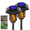 Trädgårdsdekorationer 48 66 LED Solar Flame Lamp Outdoor Torch Lights Safety Waterproof Light Flicker för dekoration Automatisk på skymning 230727