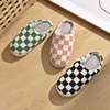 Slippers Women's shoes Winter home slider plaid artificial fur TPR light sole white black checkerboard flat shoes Best gift women's shoes Z230727