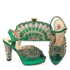 Sandals GREEN With Print Desgin Shoes And Evening Bag Set Sandal Shoes With Handbag Heel Height 10.5CM 230726