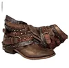 Buty jesień i zimowe kobiety wygodne i wszechstronne, grube obcasowe duże paski z krótkim rękawem single butów 230727